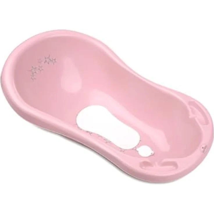 Lorelli Babybadewanne 1013046 mit Wasserablauf 84 cm und Ablagefächer, ergonomische Form, rosa – Bild 1