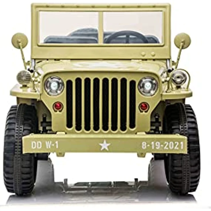 RIRICAR 4x4 Kinder Elektroauto 12V USA Army, 3 sitzer, mit 2,4GHz Fernbedienung, MP3/USB/SD, für Kinder ab 3-8 Jahre – Bild 2