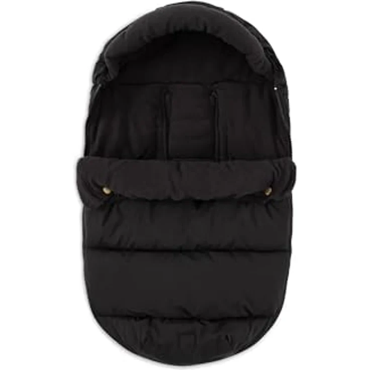 Jollein Fußsack Puffed - Schwarz - Für Babyschale Kinderautositz Gruppe 0+ und Kinderwagen - Teddy Futter - Kapuze mit Druckknöpfen - Waschmaschinenfest bei 30° – Bild 2