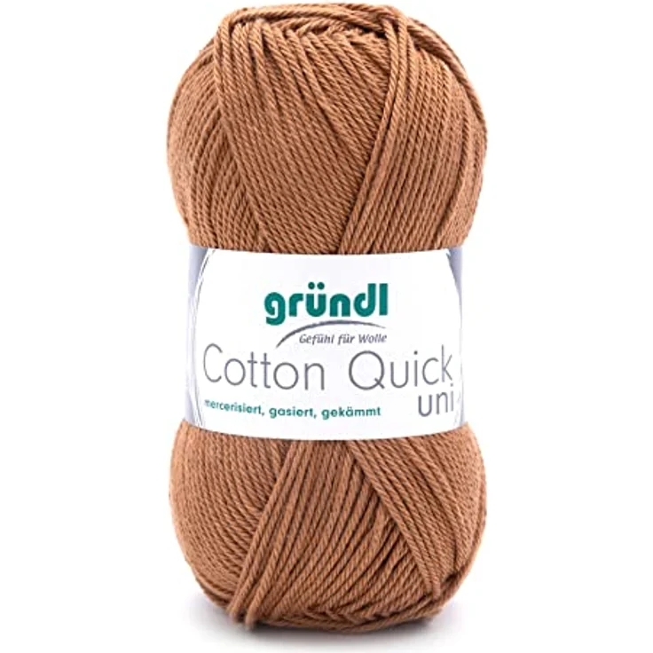 Gründl Cotton Quick Uni Strickgarn/Häkelgarn (farbenfrohes Garn aus 100 % Baumwolle, OEKO-TEX zertifiziert, 50 g / 125 m, Nadelstärke: 3 - 4, 1 x 50 g), Caramell – Bild 1