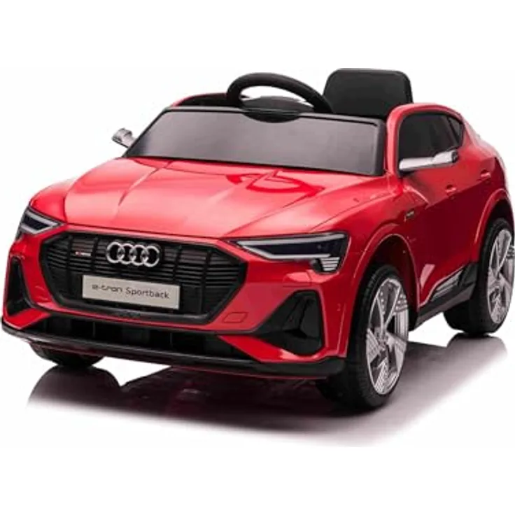 Beneo Motors Elektrisches Kinderauto Audi E-tron Sportback 12V, rot, mit breitem Einzelsitz, Dreipunkt-Sicherheitsgurt, 2,4 GHz Fernbedienung, USB/AUX-Eingang, Federung und LED-Beleuchtung