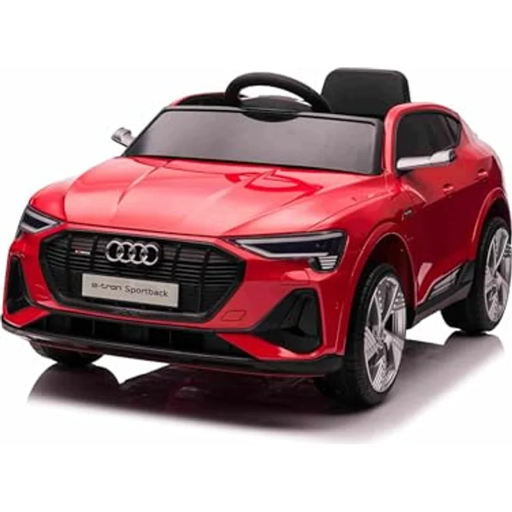 Beneo Motors Elektrisches Kinderauto Audi E-tron Sportback 12V, rot, mit breitem Einzelsitz, Dreipunkt-Sicherheitsgurt, 2,4 GHz Fernbedienung, USB/AUX-Eingang, Federung und LED-Beleuchtung – Bild 1