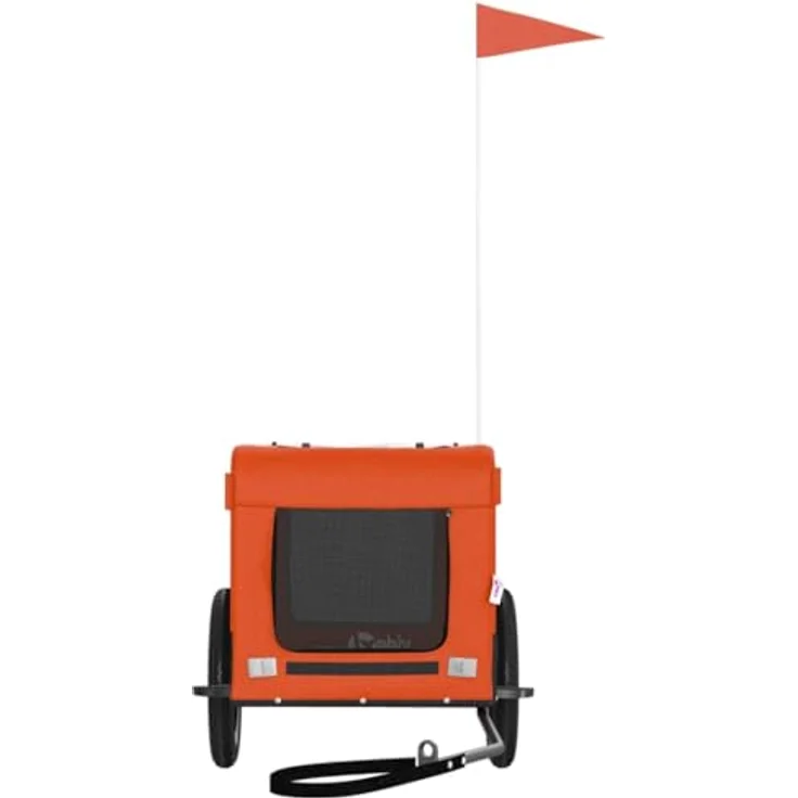 vidaXL Fahrradhundeanhänger Hunde Orange und Schwarz, Eisenrahmen & Oxford-Gewebe, PVC-Dach, Reflektoren, für kleine Hunde und Katzen, 30 kg Belastbarkeit – Bild 5
