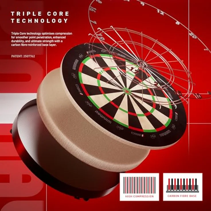 Winmau Dartboard / Dartscheibe "Blade 6 TC 360°", Professionelles Steeldartboard mit Triple Core Technologie und Rota Lock-System – Bild 4