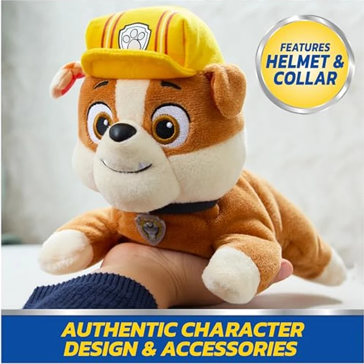 GUND PAW Patrol Rubble Plush, Offizielles 20 cm Kuscheltier mit Sensorik, Gewicht und weichem Material – Bild 4