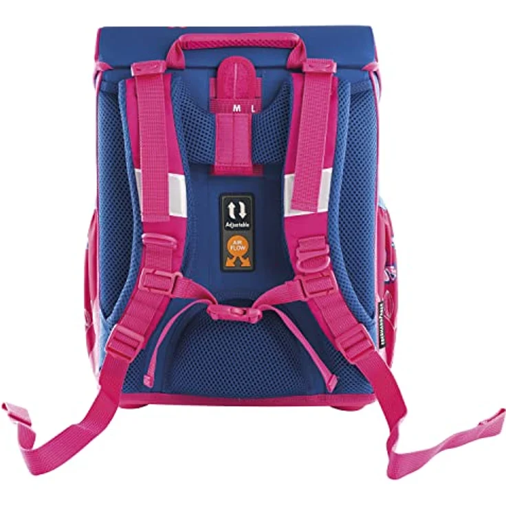 Eberhard Faber 577650 - Schulranzen Set Schmetterling, EFAlino, 4-teilig, mit Schulrucksack, Schüleretui, Schlamperrolle und Turnbeutel, Rosa-Blau – Bild 3
