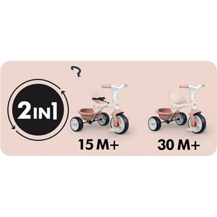Smoby Dreirad Be Move, beige, Made in Europe - Innovatives Design, ergonomischer Sitz, höhenverstellbare Schiebestange – Bild 4