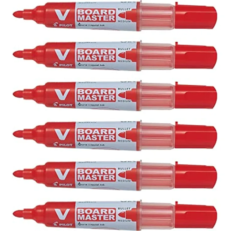 Pilot V Board Master Whiteboard-Marker, mittelgroß, Rot, 6 Stück