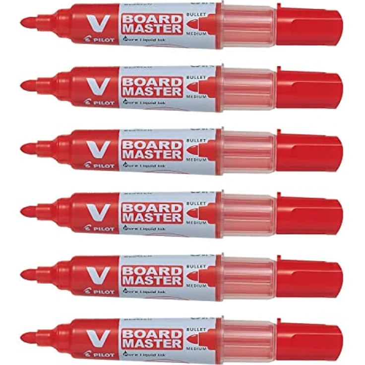 Pilot V Board Master Whiteboard-Marker, mittelgroß, Rot, 6 Stück – Bild 1