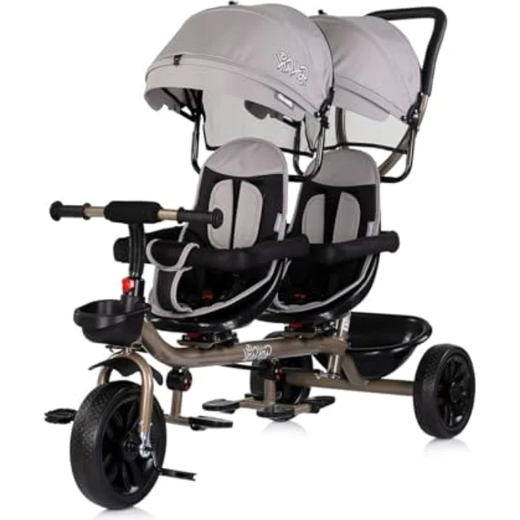 Chipolino Zwillingsdreirad Hip Hop, für zwei Kinder bis 40 kg, Sitze 360° drehbar, hellbraun – Bild 2