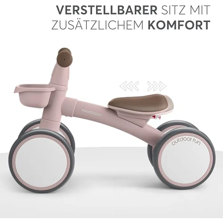 KikkaBoo ZIPI Fahrrad ohne Pedale, Laufrad mit Korb, verstellbarer Sitz, für 1 bis 3 Jahre, Rosa – Bild 5