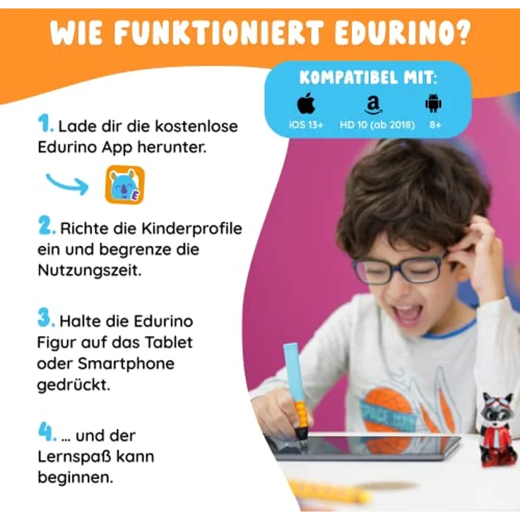 Edurino Starterset Robin Zahlen & Mengen ab 4 Jahren inkl. Eingabestift I Innovatives und digitales Lernspiel I Spielerisches Lernen von Zahlen 0-10 | Erstes Rechnen | Geometrische Formen – Bild 8