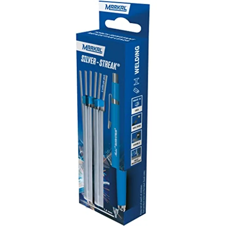 Markal 22221 Retail Pack Silver-Streak 1 Bleistift mit Bleistift und 2 Packungen runder Minen