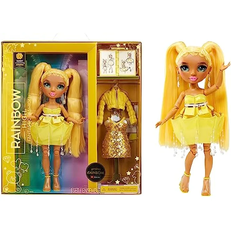 Rainbow High Fantastic Fashion Puppe - Sunny Madison - Gelbe Modepuppe und Spielset mit 2 Outfits & Modeaccessoires - Für Sammler und Kinder von 4-12 Jahren