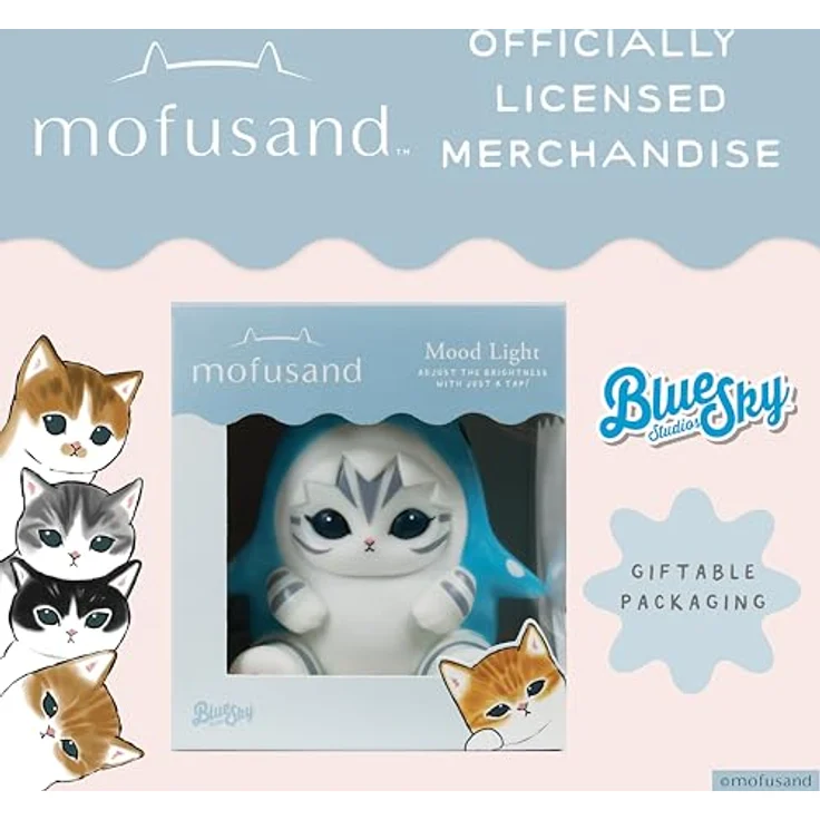 Blue Sky Studios Mofusand Mood Light, Tischlampe Katze im Haikostüm, Micro-USB/Batteriebetrieb, kompakte Größe – Bild 6