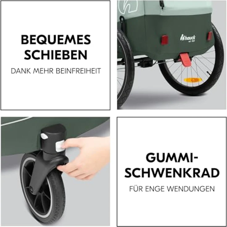 Hauck Dryk Duo Plus, Fahrradanhänger & Buggy mit Hinterradfederung, blau – Bild 5