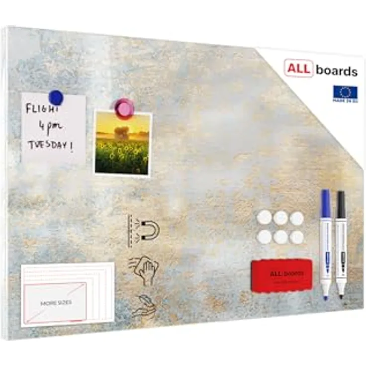 ALLboards Metallische Magnettafel, MetalBoard, abwischbar und 100% magnetisch, GOLDENER BETON