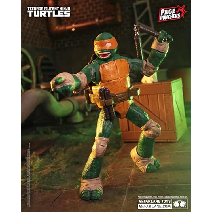 McFarlane Teenage Mutant Ninja Turtles Page Punchers Action Figure Michelangelo, 13 cm, mit Nunchucks und exklusivem Comic – Bild 5
