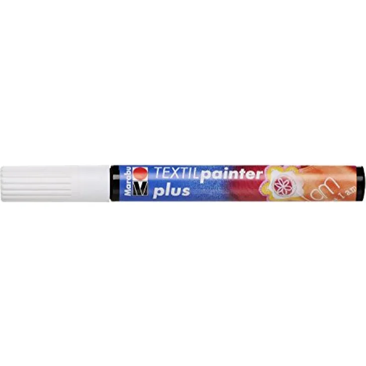 Marabu Textilmarker weiß, 2,0 - 5,0 mm, permanent und wasserfest, geruchsarm, waschbeständig bis 40°C