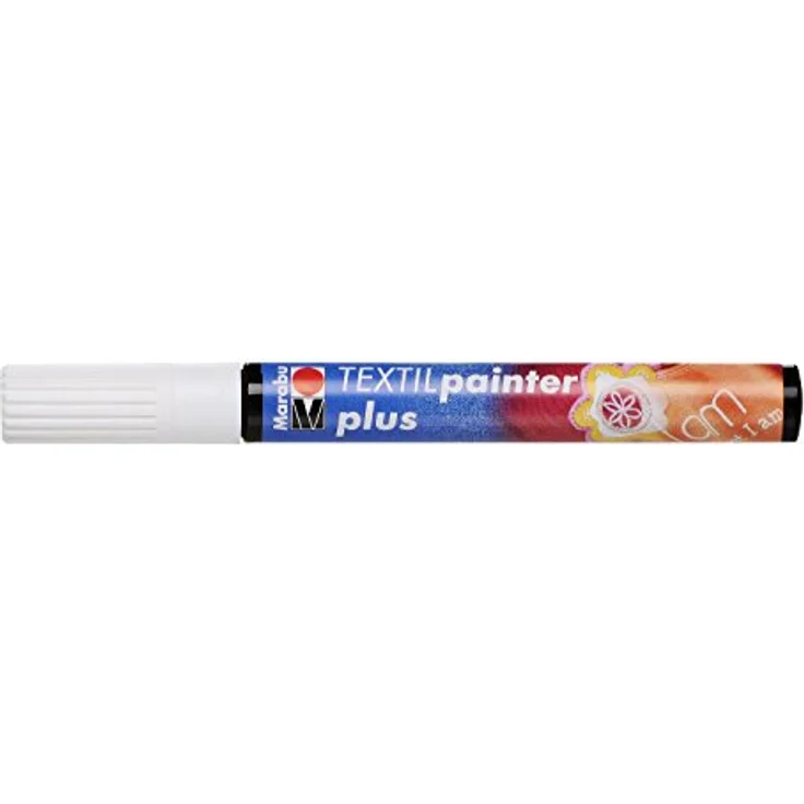 Marabu Textilmarker weiß, 2,0 - 5,0 mm, permanent und wasserfest, geruchsarm, waschbeständig bis 40°C – Bild 1