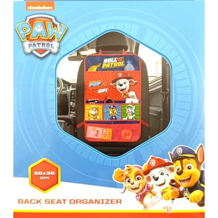 Seven Polska Caddy Rücksitzorganizer für Auto und Kinderwagen, mit Paw Patrol Motiven, pflegeleicht, bunt, 58 x 35 cm – Bild 2