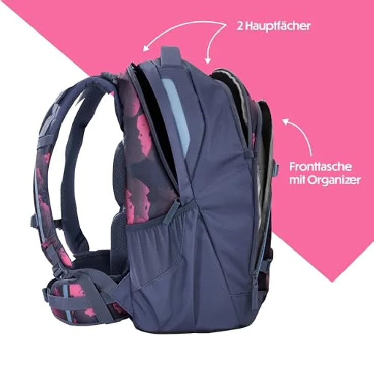 Coocazoo Every „Berry Marble“, ergonomischer Schulrucksack, höhenverstellbar, 30 Liter Volumen, lila-rosa, mit Brust- und Hüftgurt, ab 3. Klasse – Bild 3