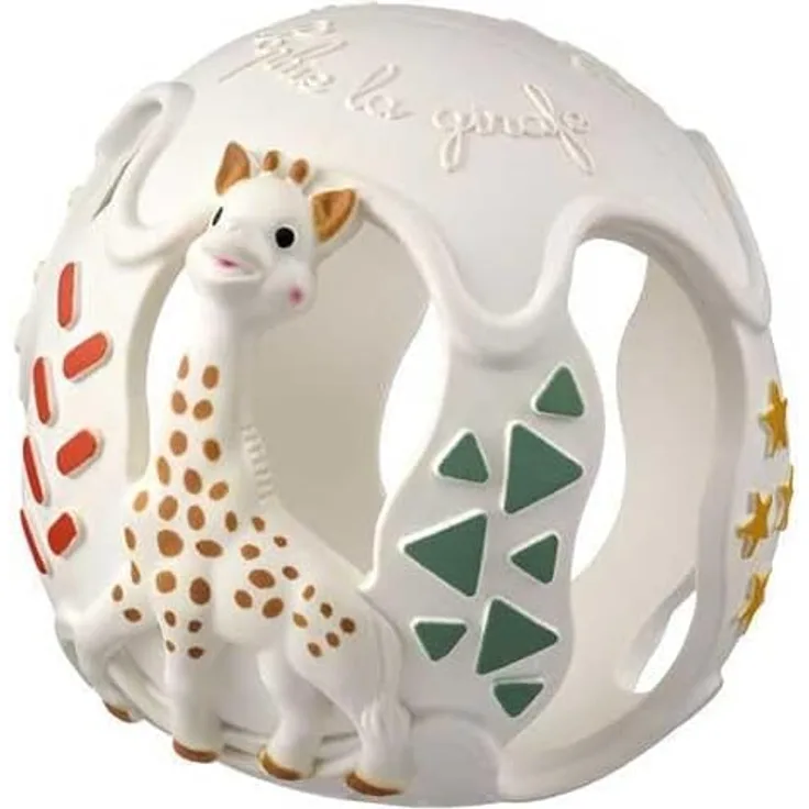 Sophie la girafe Sensorischer Beißball aus 100% Naturkautschuk, fördert Greif- und Tastvermögen, Reliefmotive in verschiedenen Formen, hellgrün