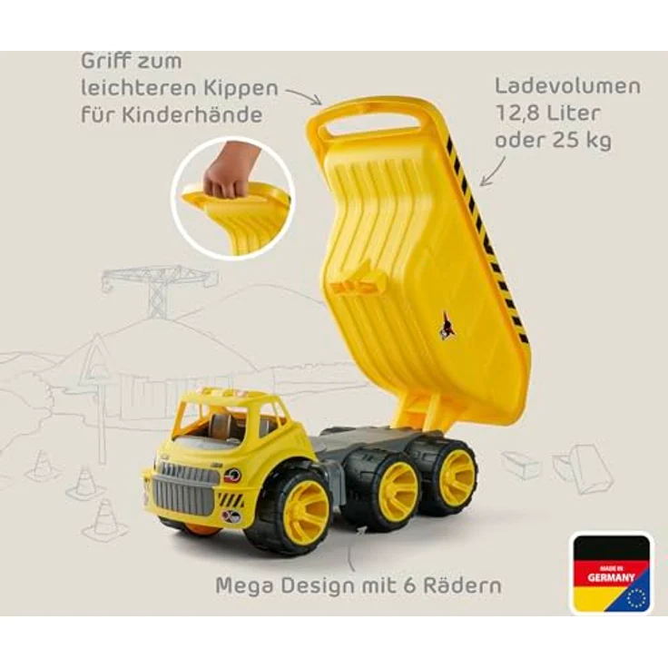 BIG Spielwarenfabrik 800054820 BIG Power Worker Kipp-Lastwagen, 12,8 Liter Ladefläche, gelb – Bild 4