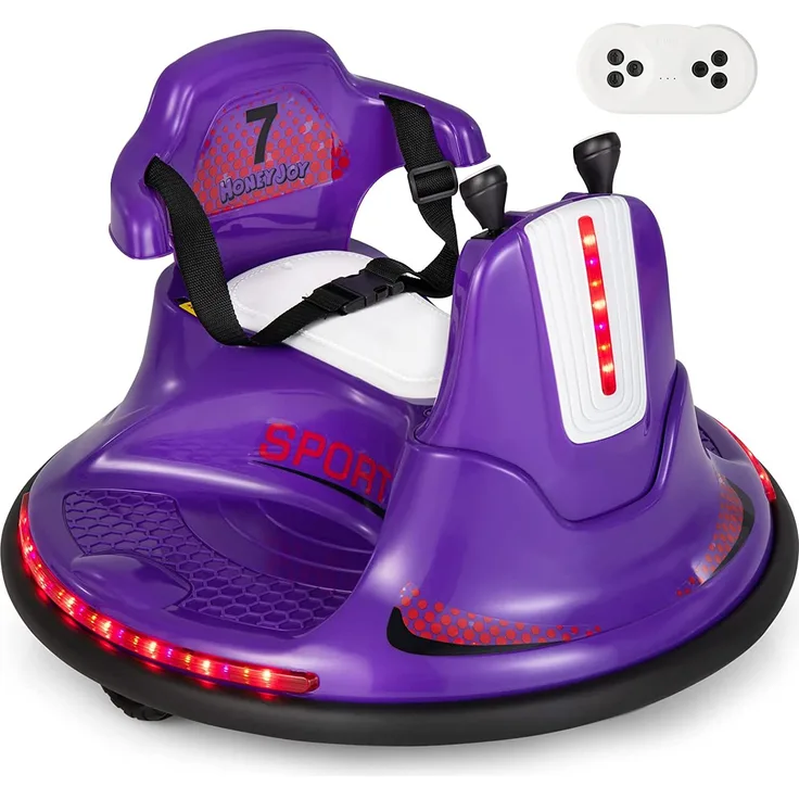 Dreamade Autoscooter Kinder mit 2,4 GHz Fernbedienung, 6V Elektroauto mit 2 Fahrmodi, Musik und LED-Leuchten, Fahrzeug Elektrisch für Kinder ab 3 Jahre bis 30 kg (Lila)