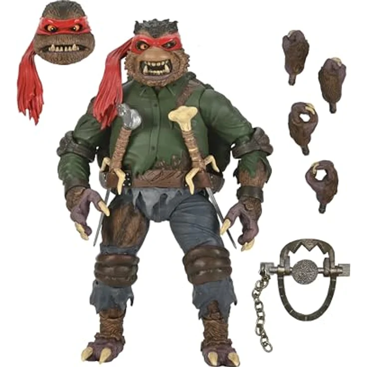 NECA Teenage Mutant Ninja Turtles Universal Monsters Ultimate Raphael als Werwolf Figur, 18 cm, braun, mit Zubehör – Bild 4