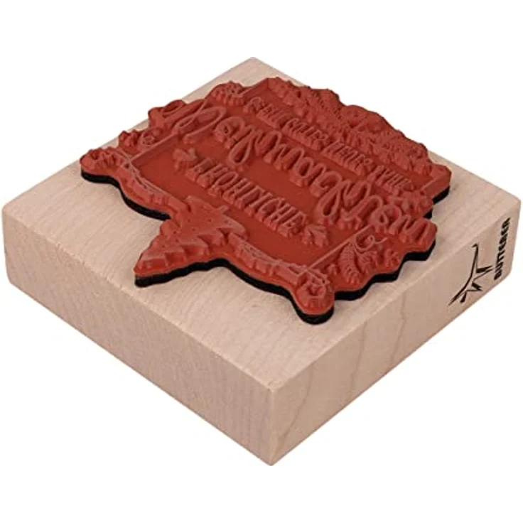 Rayher Stempel Holz "Fröhliche Weihnachten", 7 x 7 cm, Textstempel Holz, Holzstempel, Weihnachtsstempel, Butterer Stempel, 29242000 – Bild 3