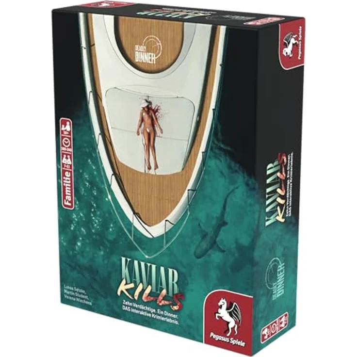 Pegasus Spiele 19014G - Deadly Dinner - Kaviar Kills - Krimi Dinner für Zuhause - 7 bis 11 Spieler - Krimispiele für Erwachsene - Krimidinner Spiel - Interaktives Krimidinner für Rätselfans und Hobbydetektive – Bild 3