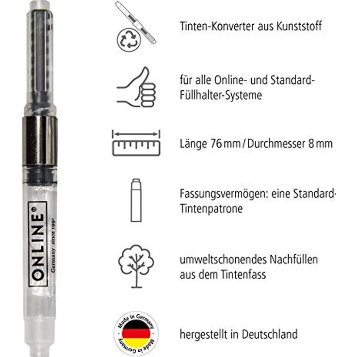 Online Pen Füller Tinten-Konverter, hergestellt in Deutschland, für Standard-Füller – Bild 3