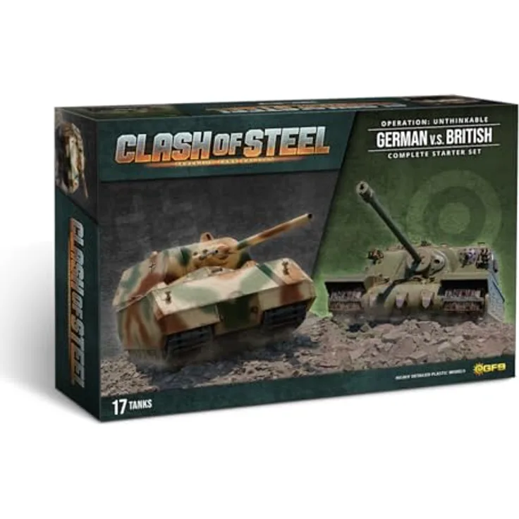 Gale Force Nine Clash of Steel - Operation Undenkbar, Brettspiel Starter-Set mit 19 detaillierten Kunststoffmodellen, deutsch vs britisch