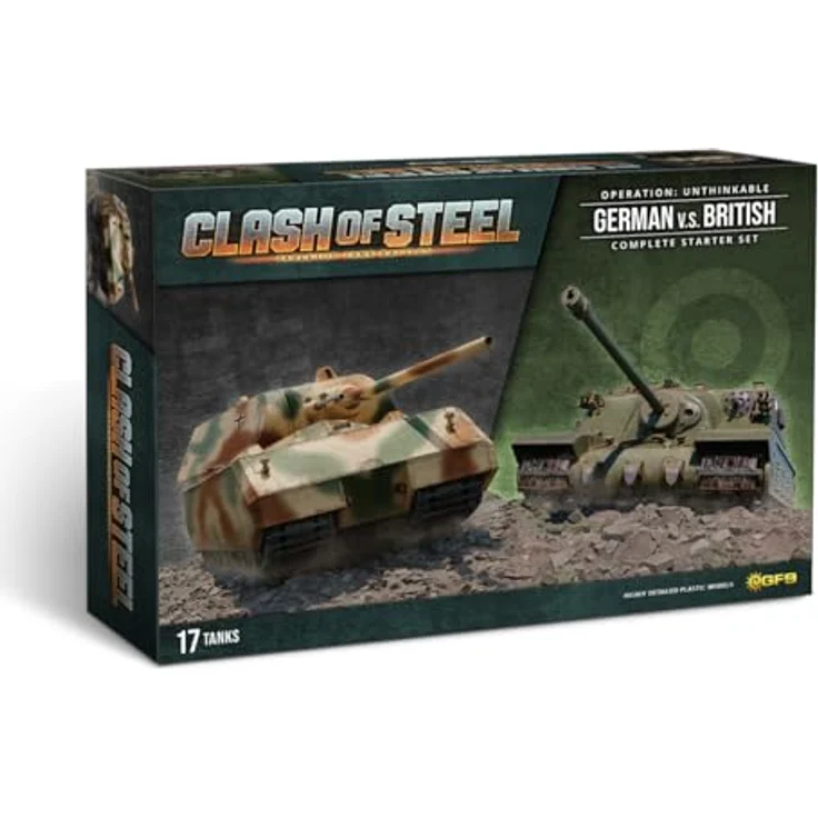Gale Force Nine Clash of Steel - Operation Undenkbar, Brettspiel Starter-Set mit 19 detaillierten Kunststoffmodellen, deutsch vs britisch – Bild 1