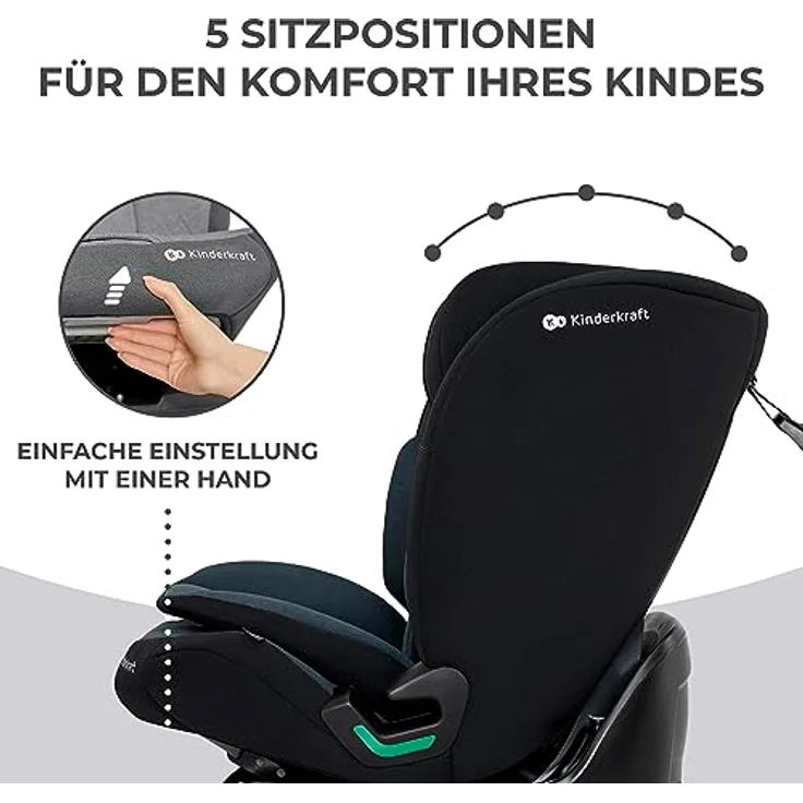 KinderKraft Oneto3, Kindersitz i-Size nach ECE R129, für Kinder von 76 bis 150 cm, mit Side Protect und H-Guard System – Bild 9
