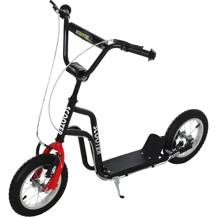 HOMCOM Cityroller Kinderscooter, höhenverstellbar, rutschfeste Reifen, Schwarz, für Kinder ab 5 Jahren