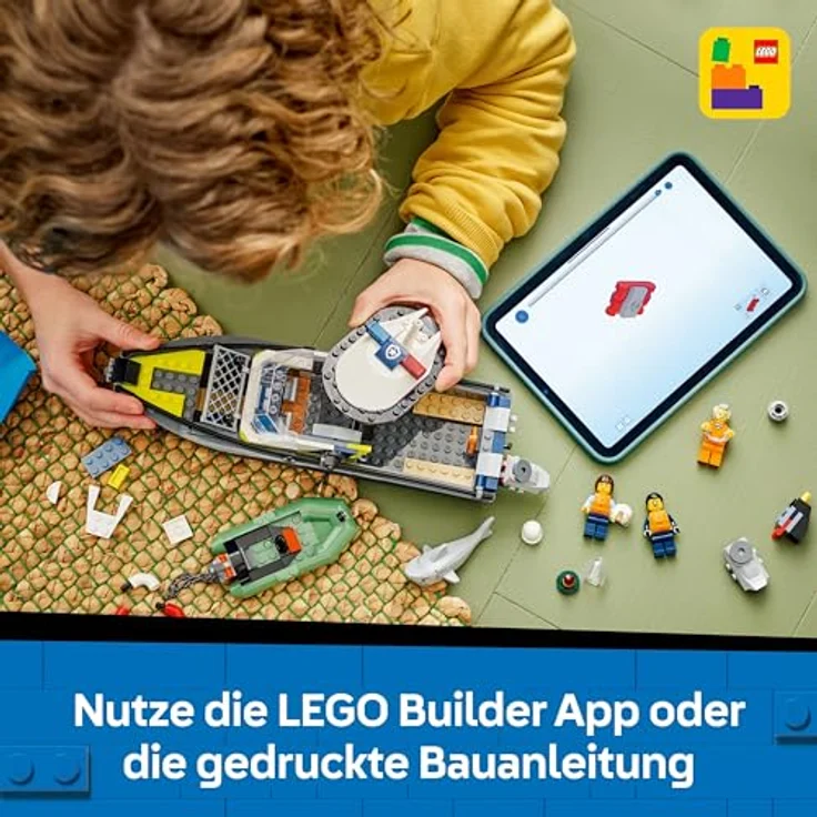 LEGO City 60456 Verfolgungsjagd im Polizeiboot, Spielset mit 264 Teilen, inklusive 3 Mini-Figuren und schwimmenden Booten, mehrfarbig – Bild 6