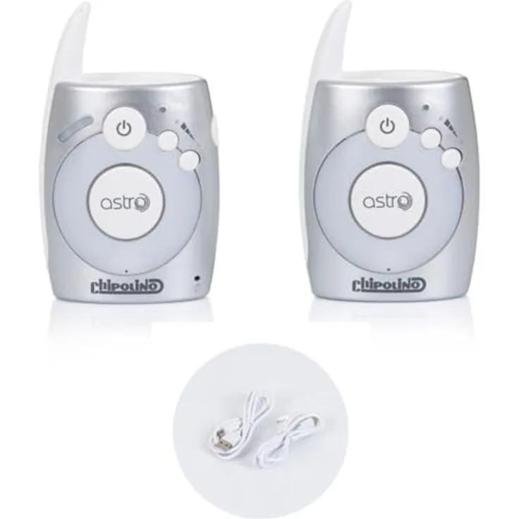 Chipolino Babyphone Astro 1,8 GHz Lautstärkeregelung, Nachtlicht, USB-Adapter in Silber