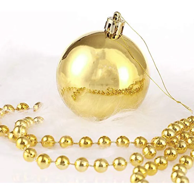 DEUBA® Weihnachtskugeln 100tlg Ø 3-6cm Kunststoff matt glänzend Christbaumkugeln Christbaumschmuck Anhänger Weihnachtsbaumkugeln Weihnachtsdeko Gold – Bild 5