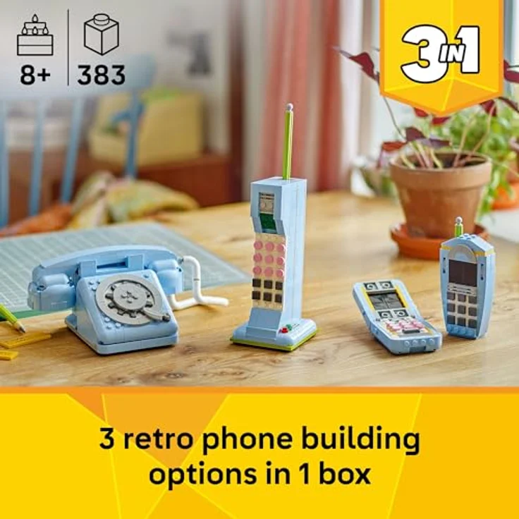 LEGO Creator 31174 Retro-Telefon, 3-in-1 Set mit 383 Teilen, nostalgisches Wählscheibentelefon aus den 1960ern – Bild 5
