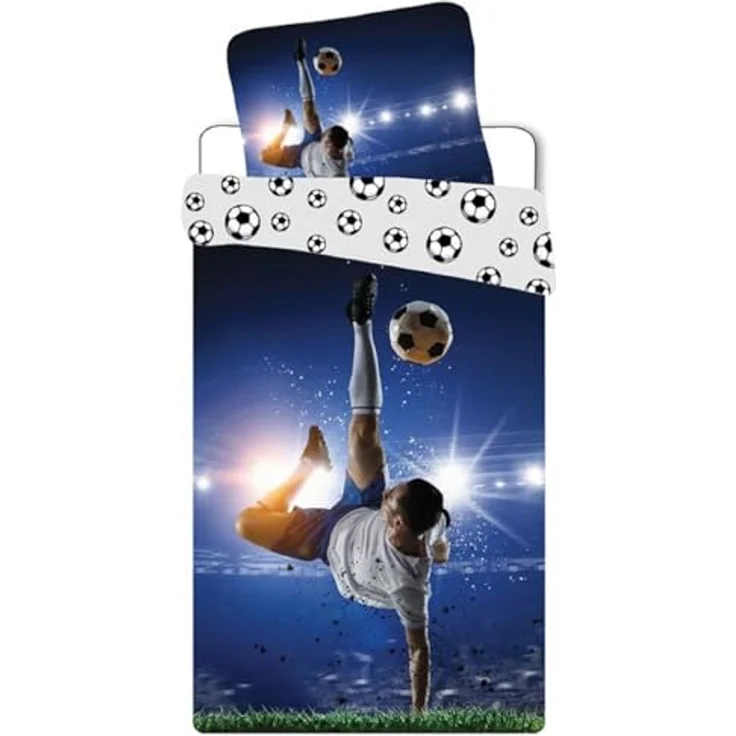 BrandMac Bettwäsche Fußball Spieler 135 x 200 cm, 100% Baumwolle, hochwertiger Druck, 60° waschbar, mit Reißverschluss – Bild 1