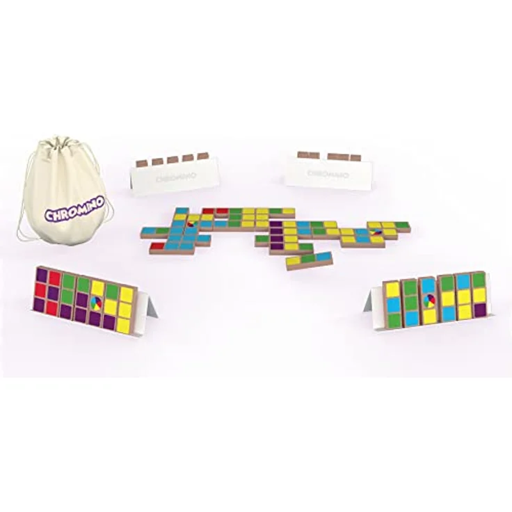Asmodee Chromino, neue Edition - Brettspiel mit Holzfliesen für 2-8 Spieler, strategisches Denkspiel in französischer Sprache – Bild 4