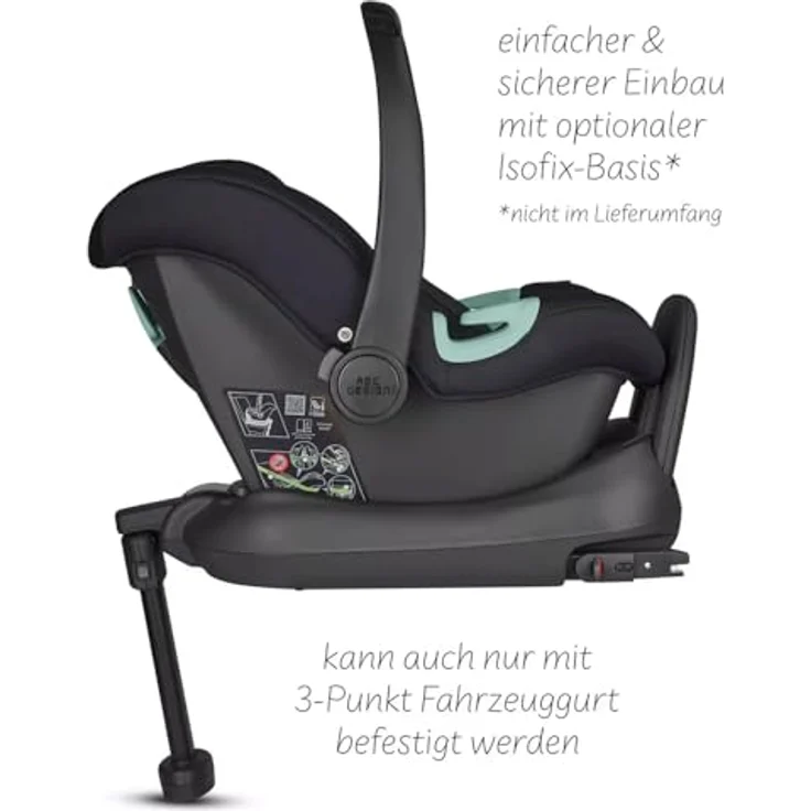 ABC Design Babyschale Tulip i-Size - Ab Geburt bis 15 Monate - Inkl. Sonnenverdeck & Sitzverkleinerer - Schwarz – Bild 5