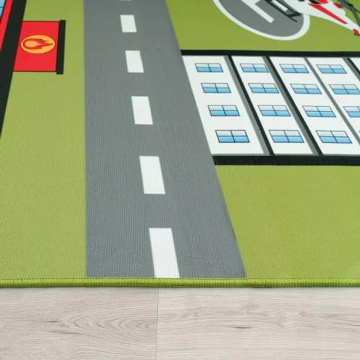 TT Home Kinderzimmerteppich, rutschfester Teppich für Jungen und Mädchen, Farbe: Grün 2, 200 cm quadratisch, aus 100% Polyester, für Fußbodenheizung geeignet – Bild 2
