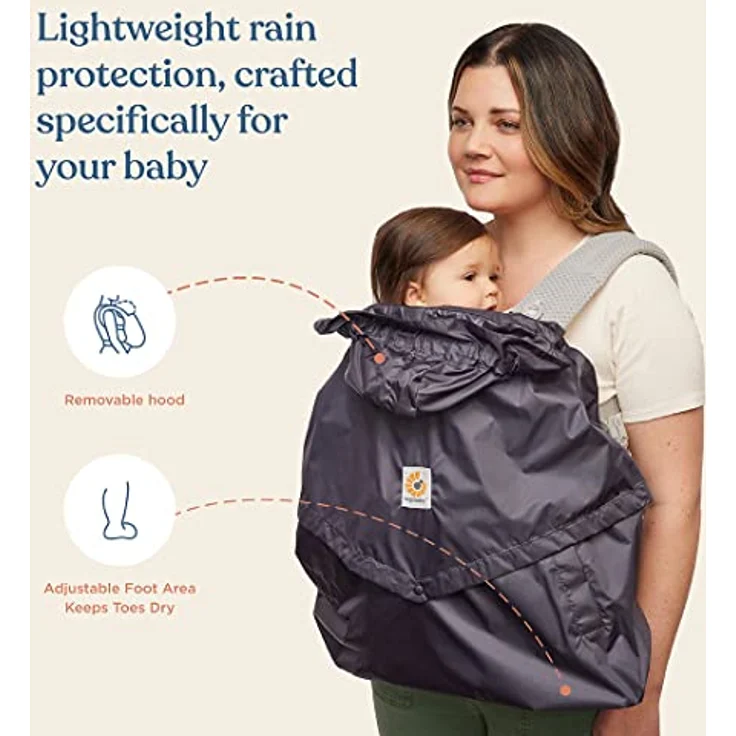 Ergobaby Windcover und Regencover, Windschutz und Regenschutz für alle Ergobaby Babytragen, wasserabweisende Hülle, Charcoal – Bild 10