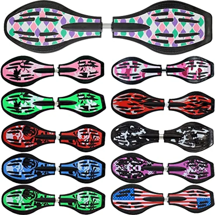 FunTomia Waveboard Original ABEC9 Kugellager inkl. Tasche, LED Rollen, Lila/Türkis