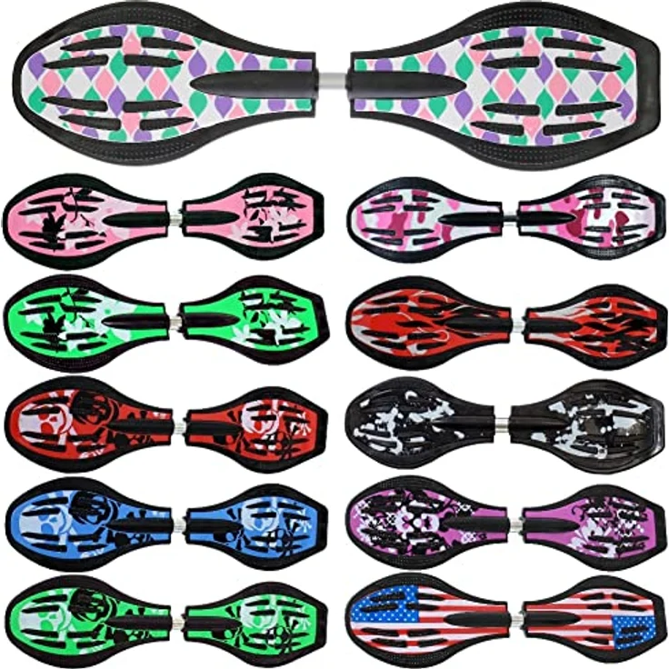 FunTomia Waveboard Original ABEC9 Kugellager inkl. Tasche, LED Rollen, Lila/Türkis – Bild 1