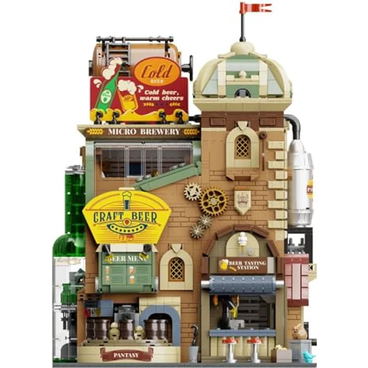 Pantasy Craft Brewery, Klemmbausteine-Set mit 3252 Teilen, nostalgisches Design, drei Minifiguren, modularer Aufbau – Bild 2