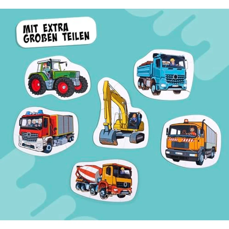 Noris 606012167 - 6 erste Puzzles: Fahrzeuge, Kinderpuzzle mit großen Teilen für Kleinkinder ab 3 Jahren, ideal zur Förderung von Feinmotorik und Hand-Auge-Koordination, Weiß – Bild 5